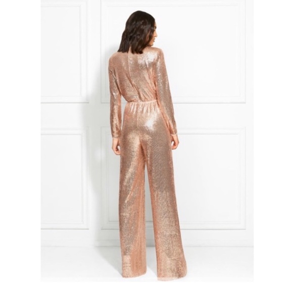 Rachel Zoe Noelle Pink Sequin 3/4 Length Sleeve Jumpsuit | 2 - Picture 3 of 13